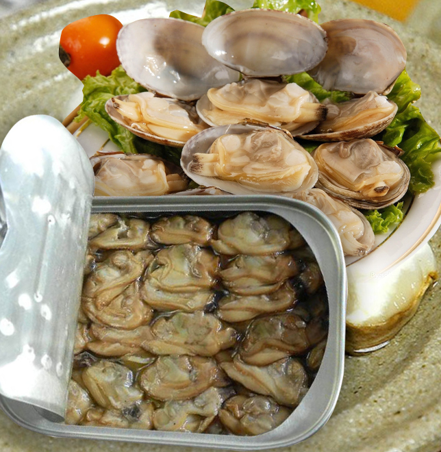 Canned smoked baby clams